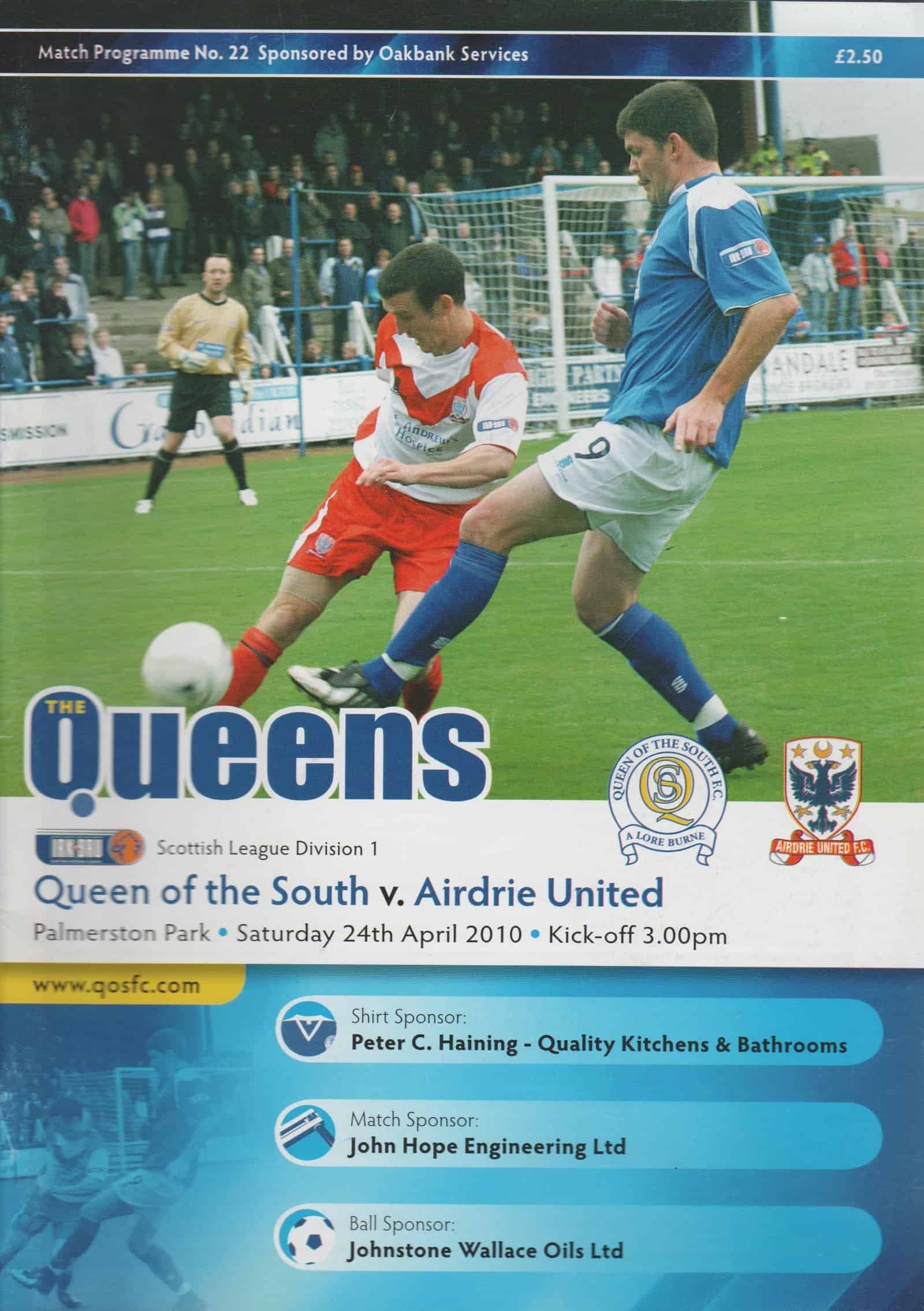 1 Fc Kosice Vs Manchester United Queen of the South v Airdrie United 24-Apr-2010 - ProgrammeCollector.Net
