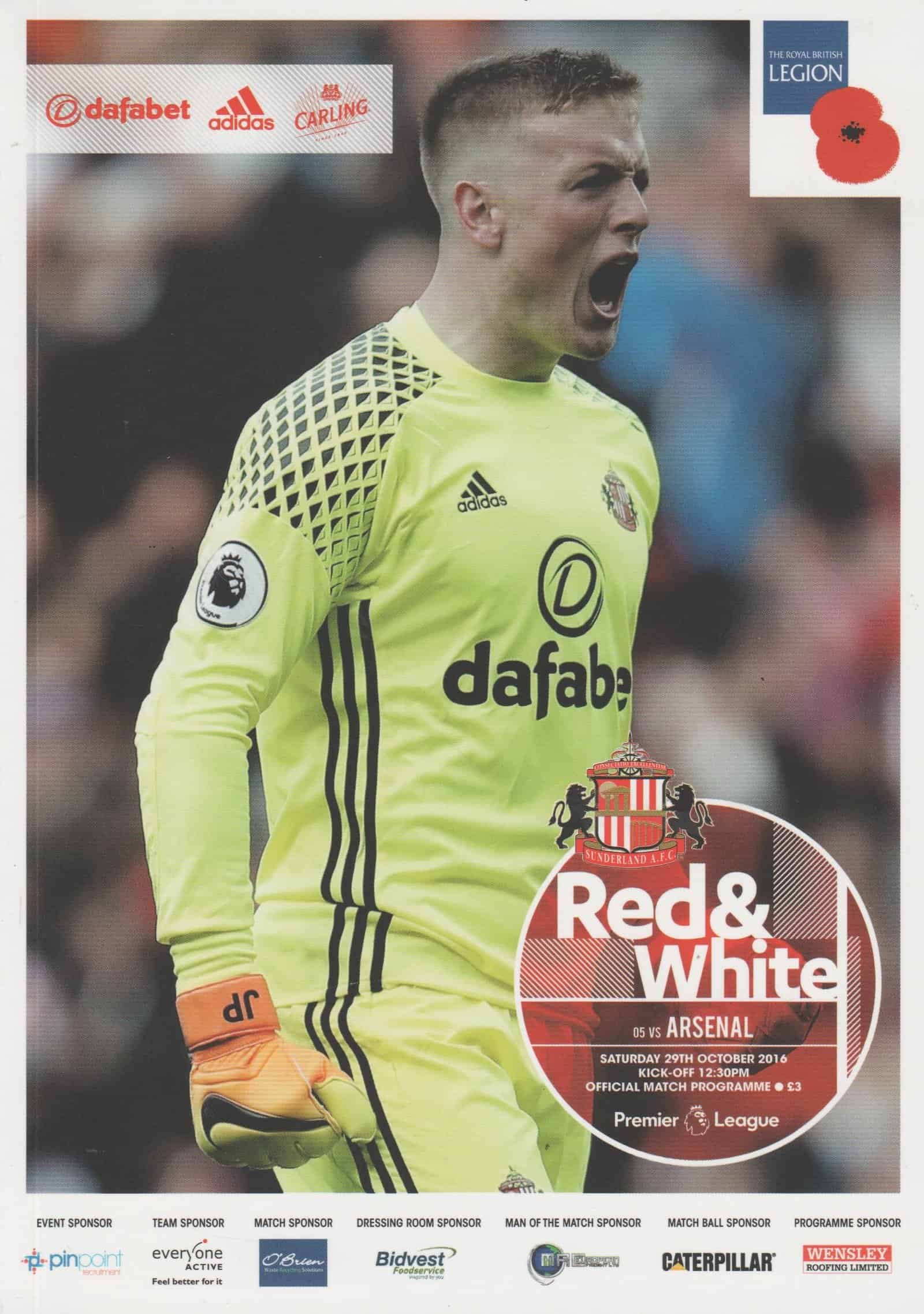 Sunderland v Arsenal     29-Oct-2016