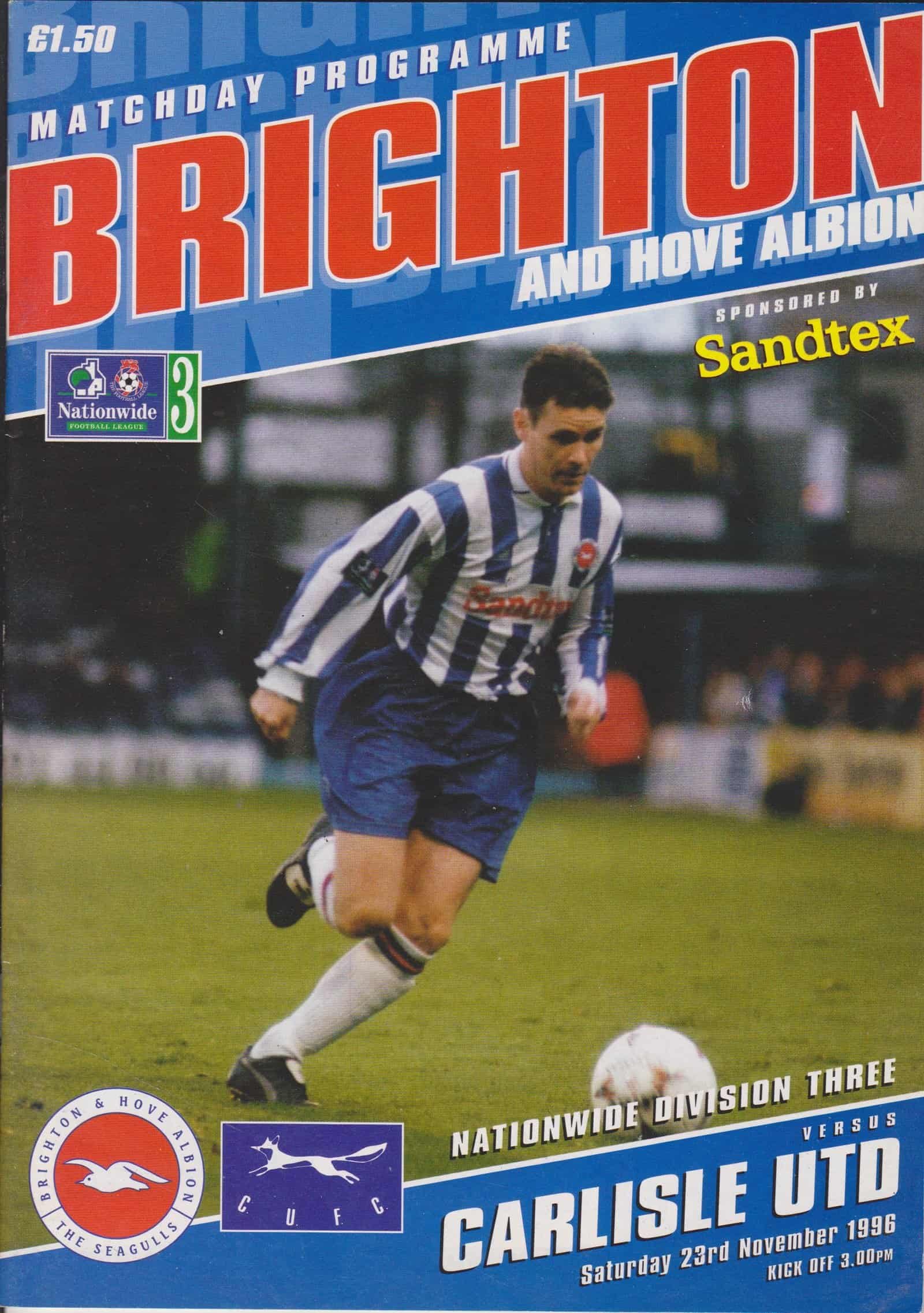 Brighton and Hove Albion v Carlisle United 23-Nov-1996