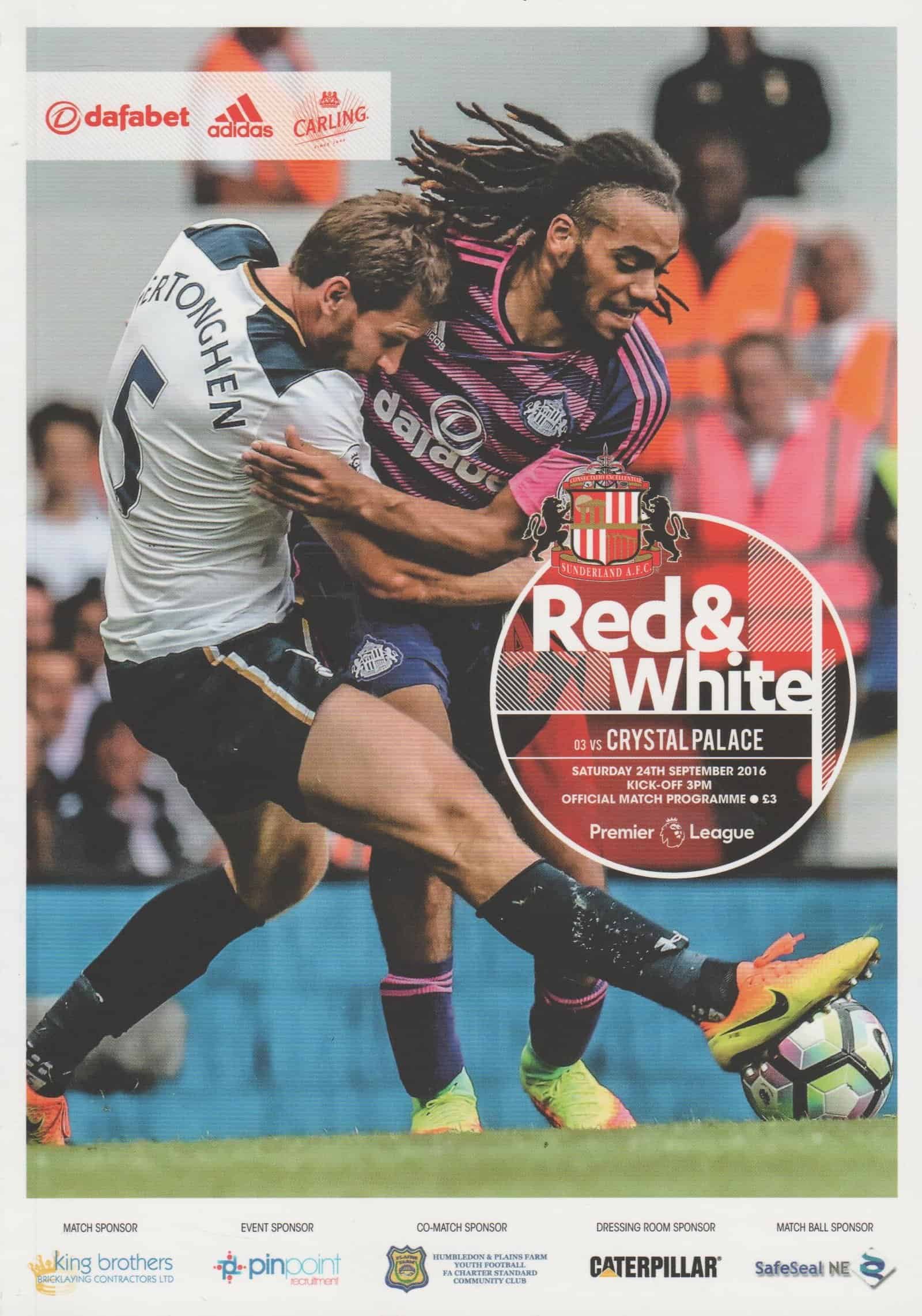 Sunderland v Crystal Palace  24-Sep-2016