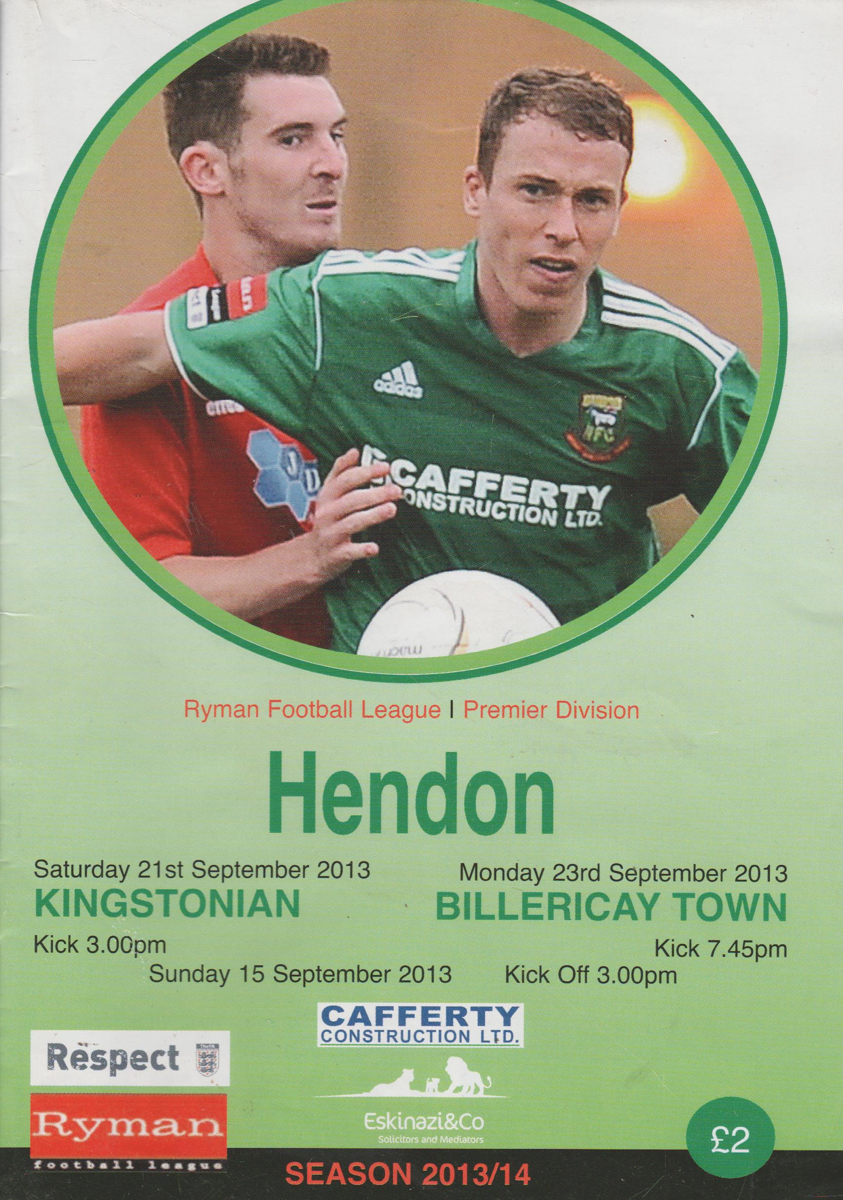 Hendon v Billericay Town    23-Sep-2013