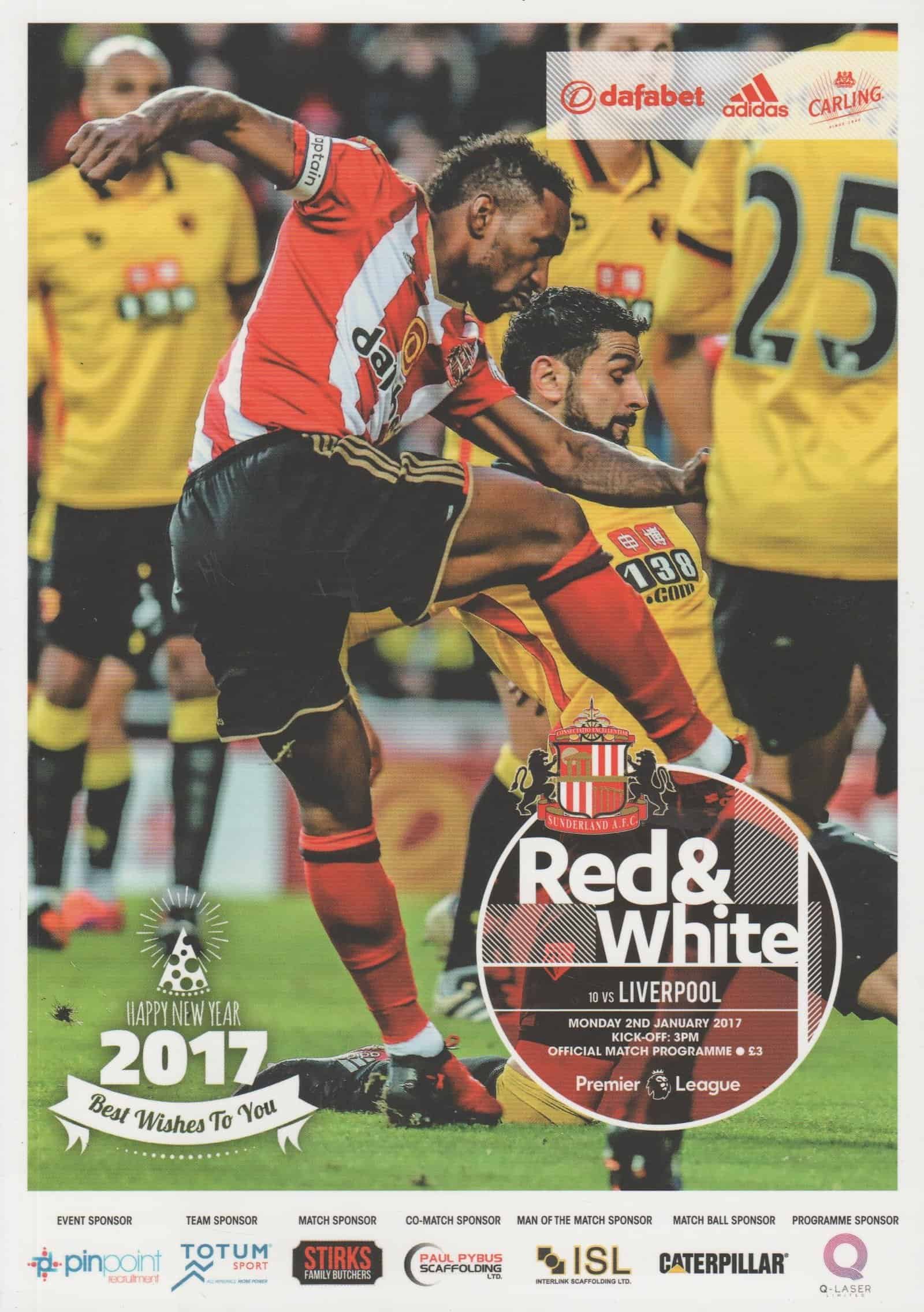Sunderland v Liverpool  02-Jan-2017