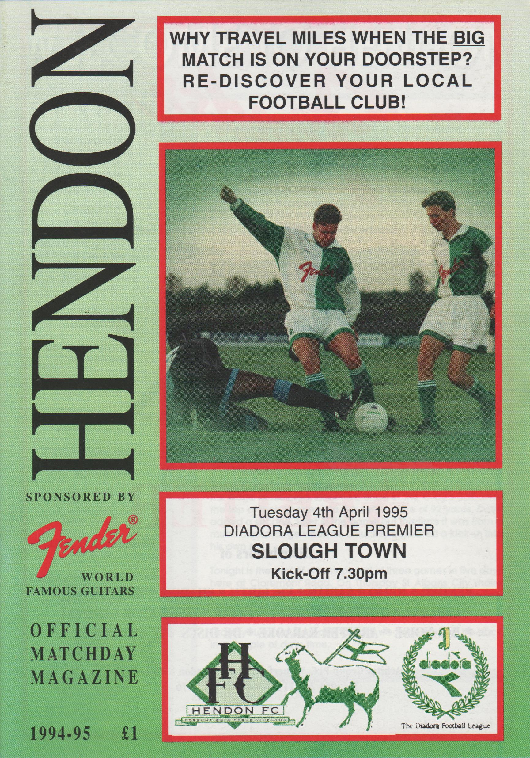 Hendon v Slough Town   04-Apr-1995
