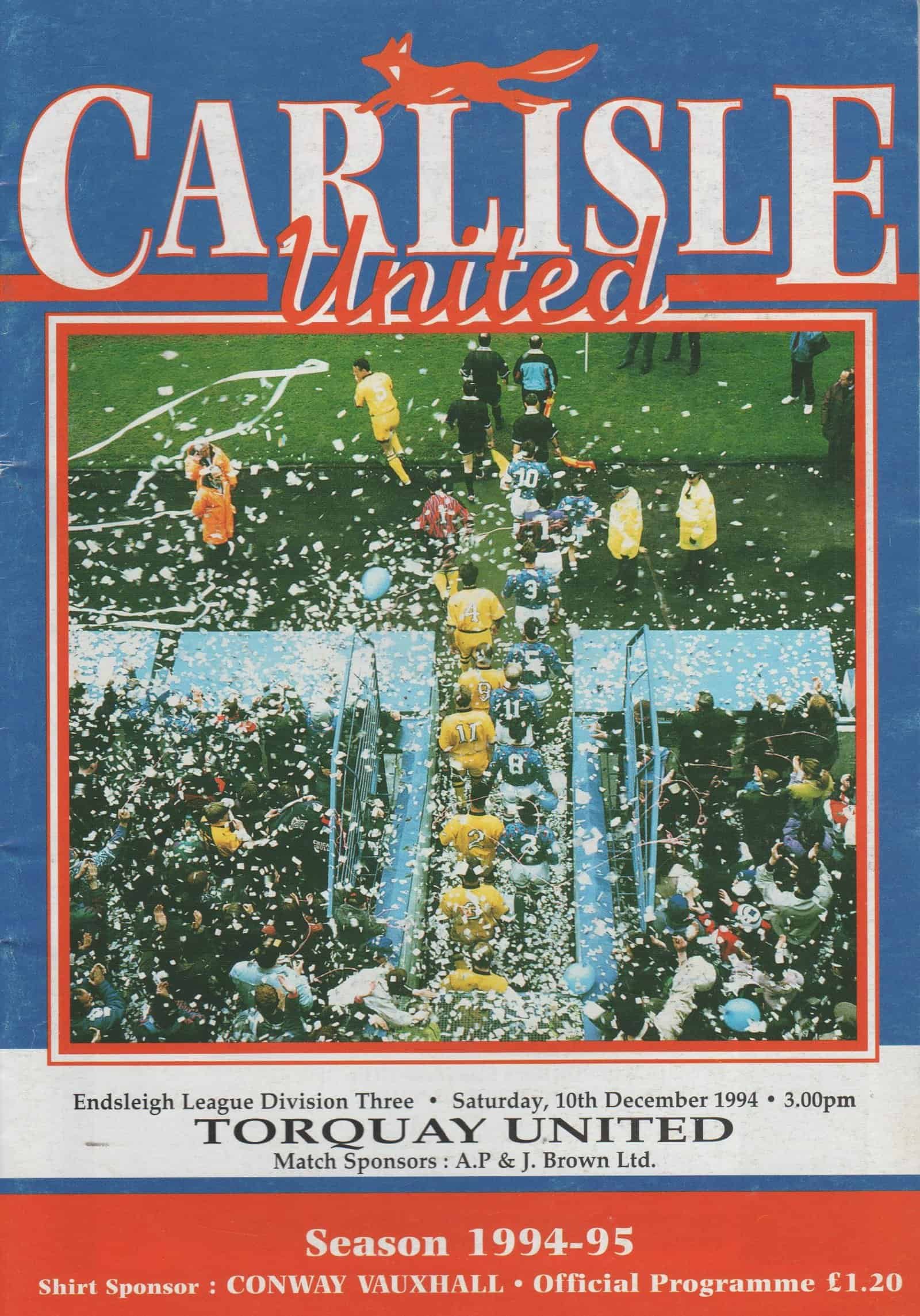 Carlisle United v Torquay United  10-Dec-1994
