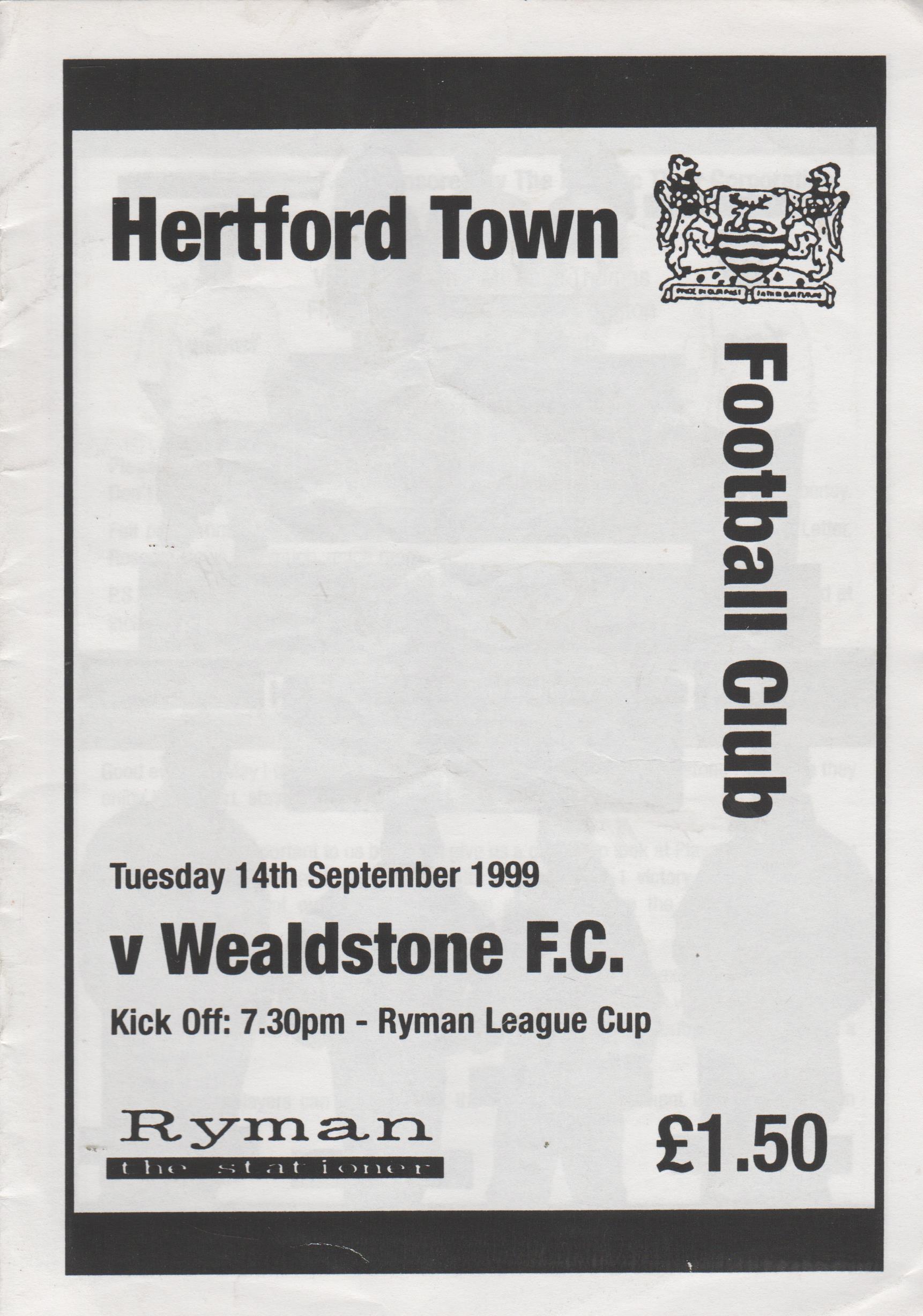 Herford Town v Wealdstone  14-Sep-1999