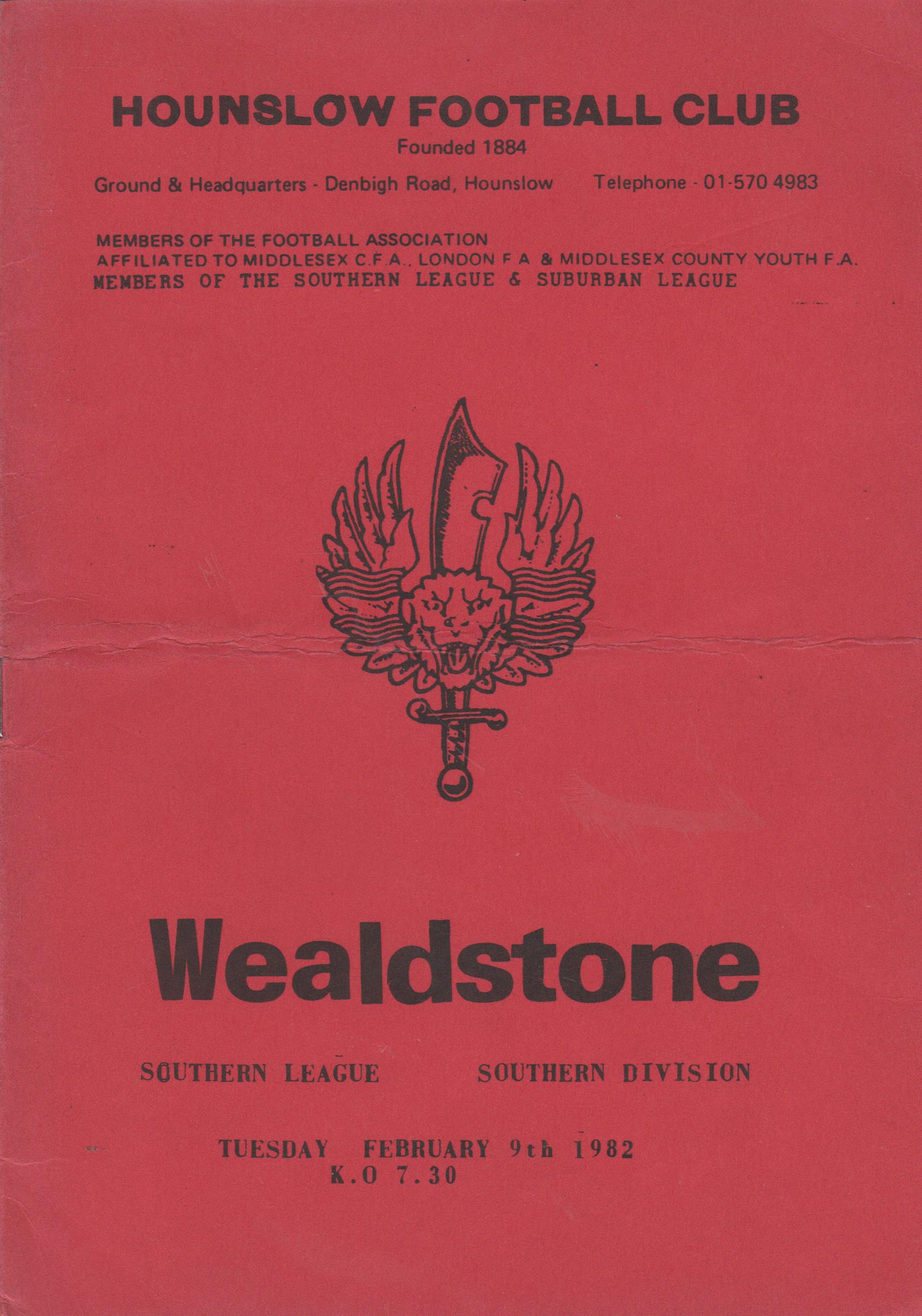 Hounslow v Wealdstone   09-Feb-1982