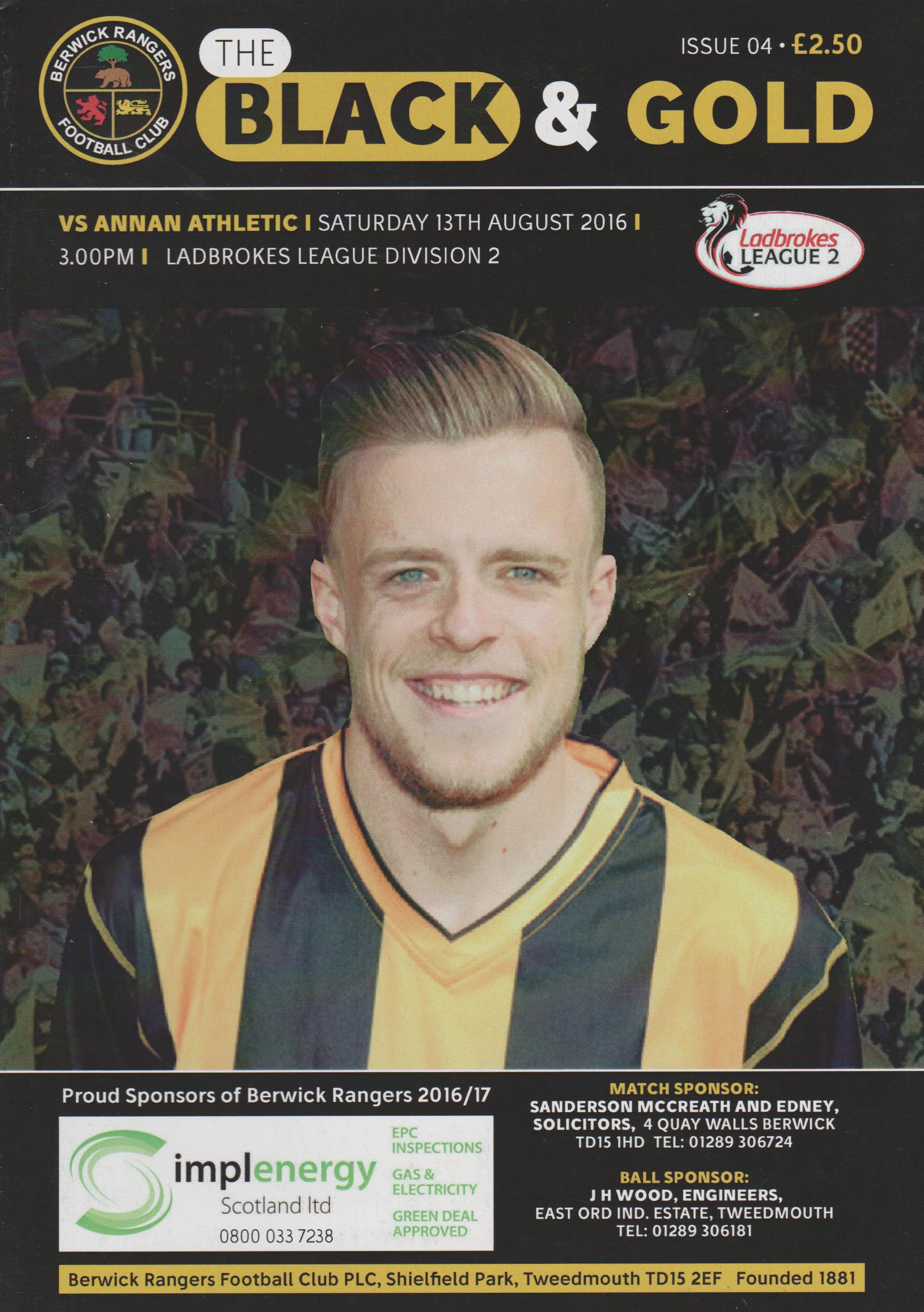 Berwick Rangers v Annan Athletic  13-Aug-2016