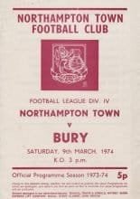 Northampton Town v Bury  09-Mar-1974