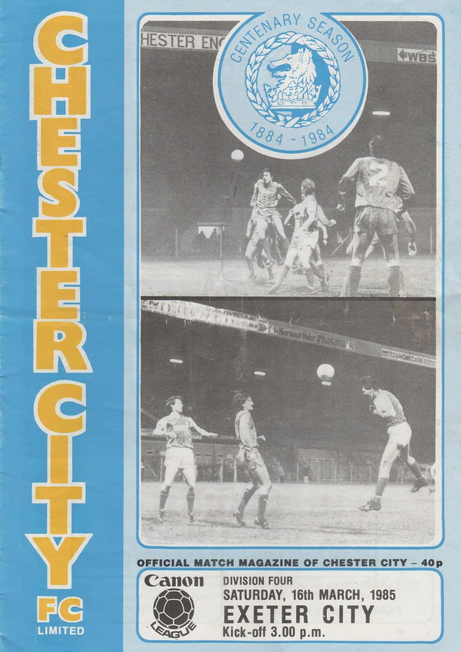 Chester City v Exeter City 16-Mar-1985