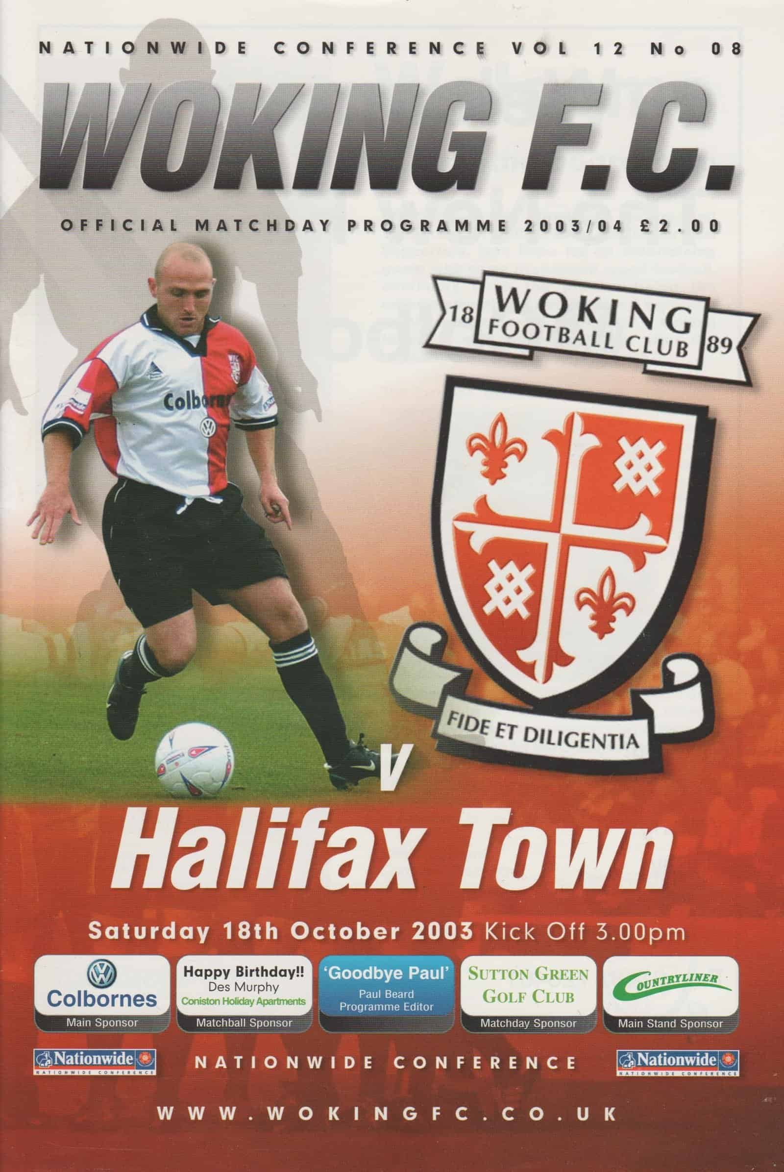 Woking v Halifax Town 18-Oct-2003