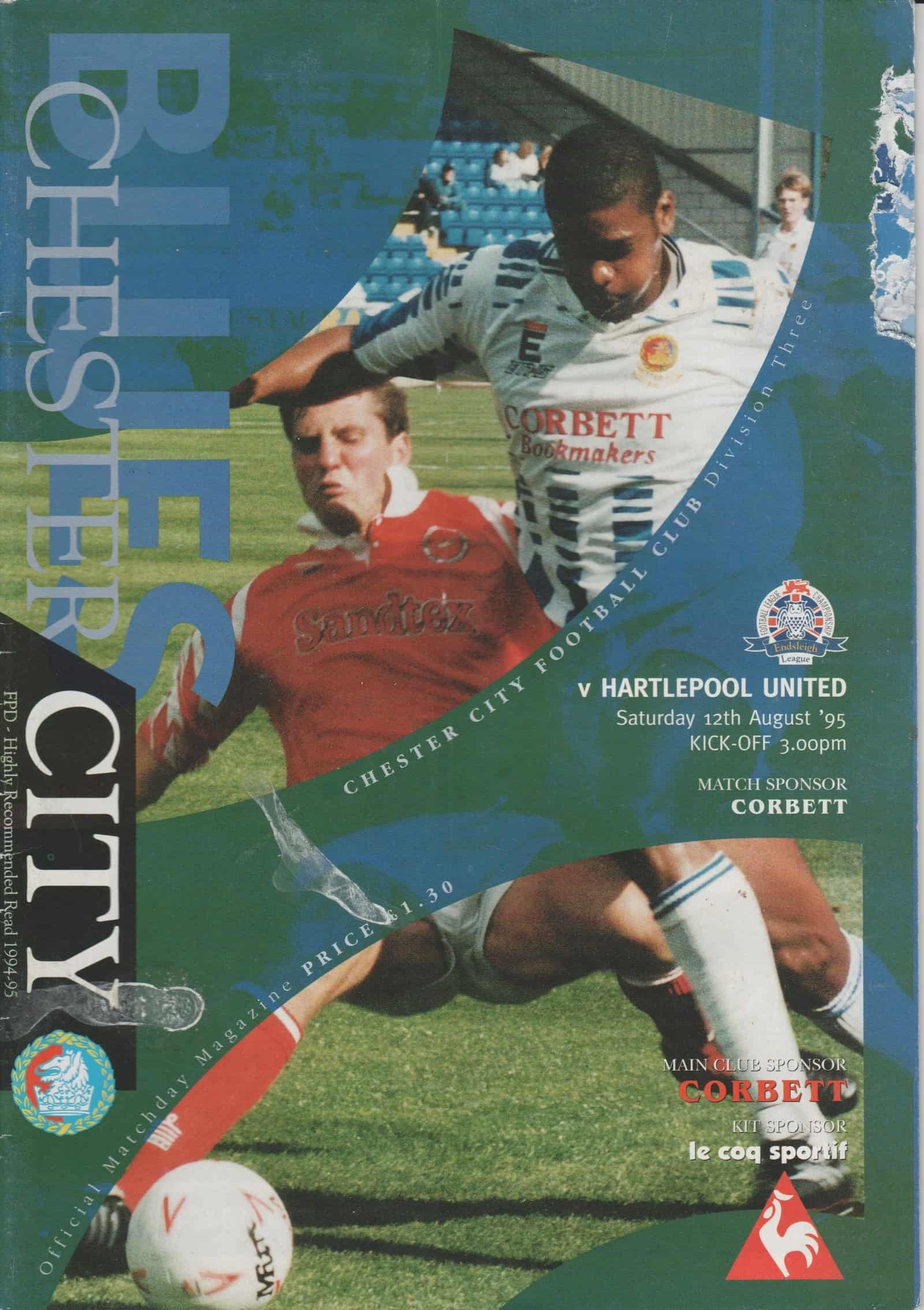 Chester City v Hartlepool United  12-Aug-1995