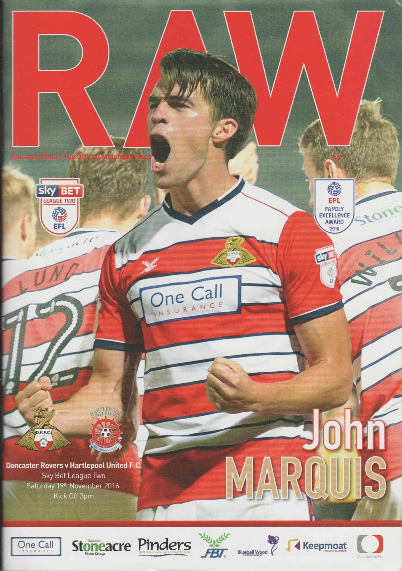 Doncaster Rovers v Hartlepool United - 19-Nov-2016