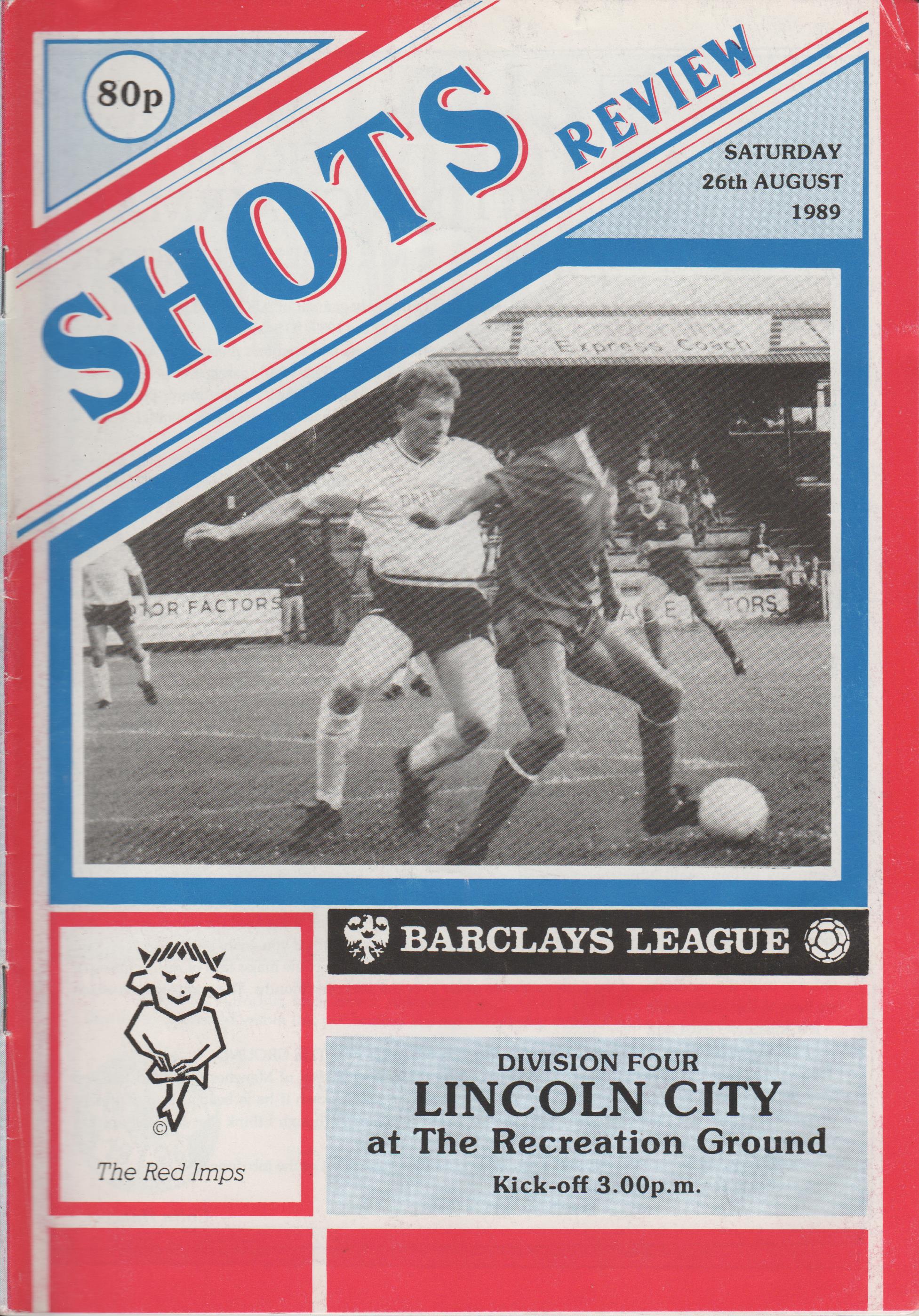 Aldershot v Lincoln City  26-Aug-1989
