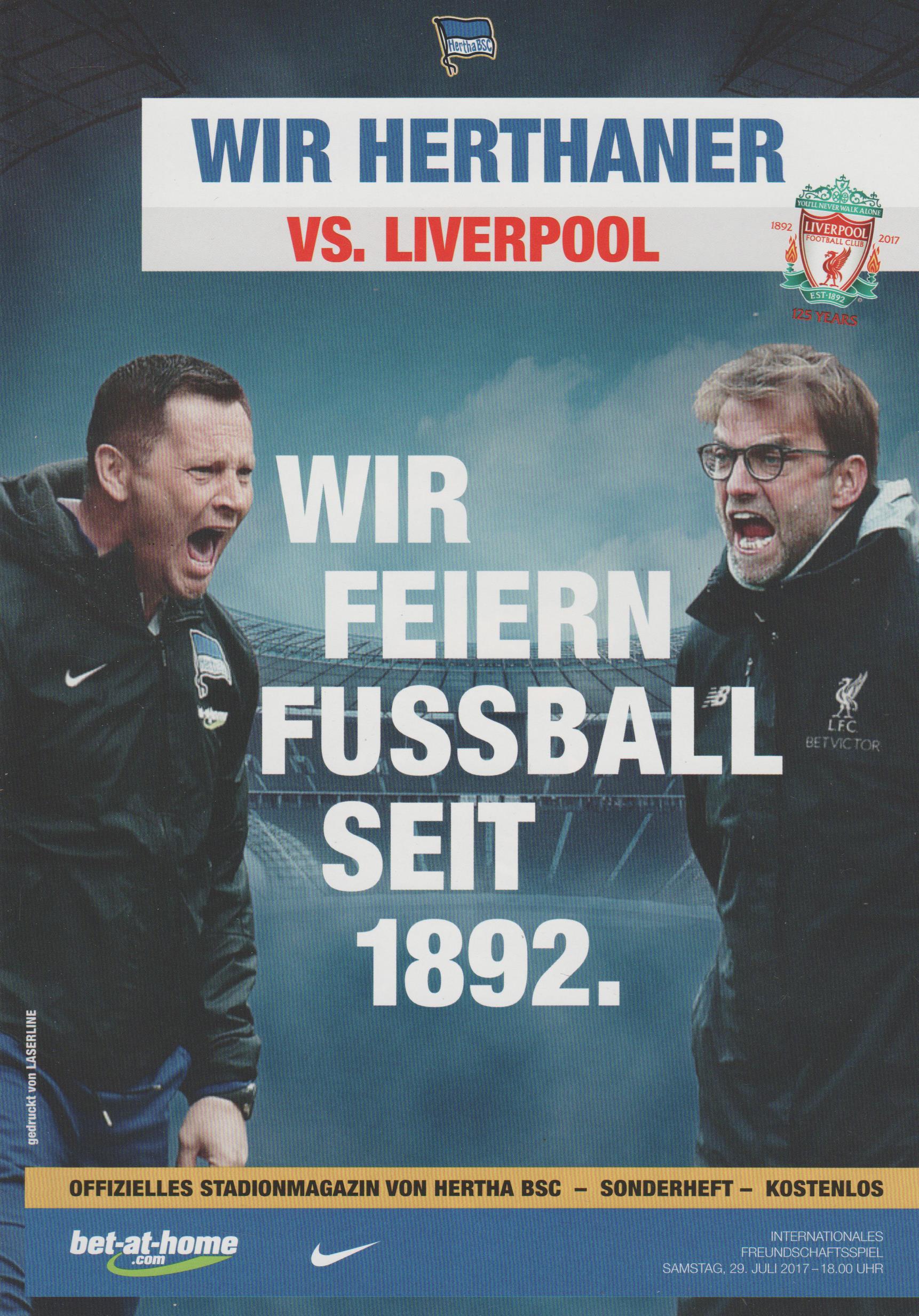 Hertha Berlin v Liverpool  28-Jul-2017