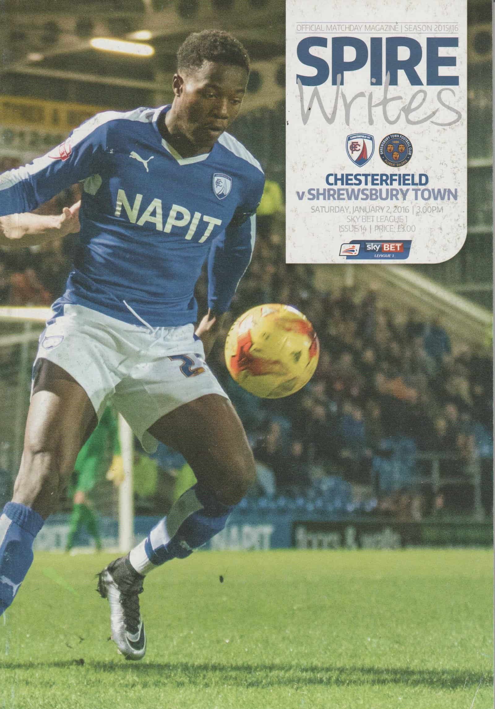 Chesterfield v Shrewsbury Town  02-Jan-2016