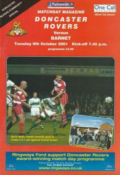 Doncaster Rovers v Barnet  09-Oct-2001