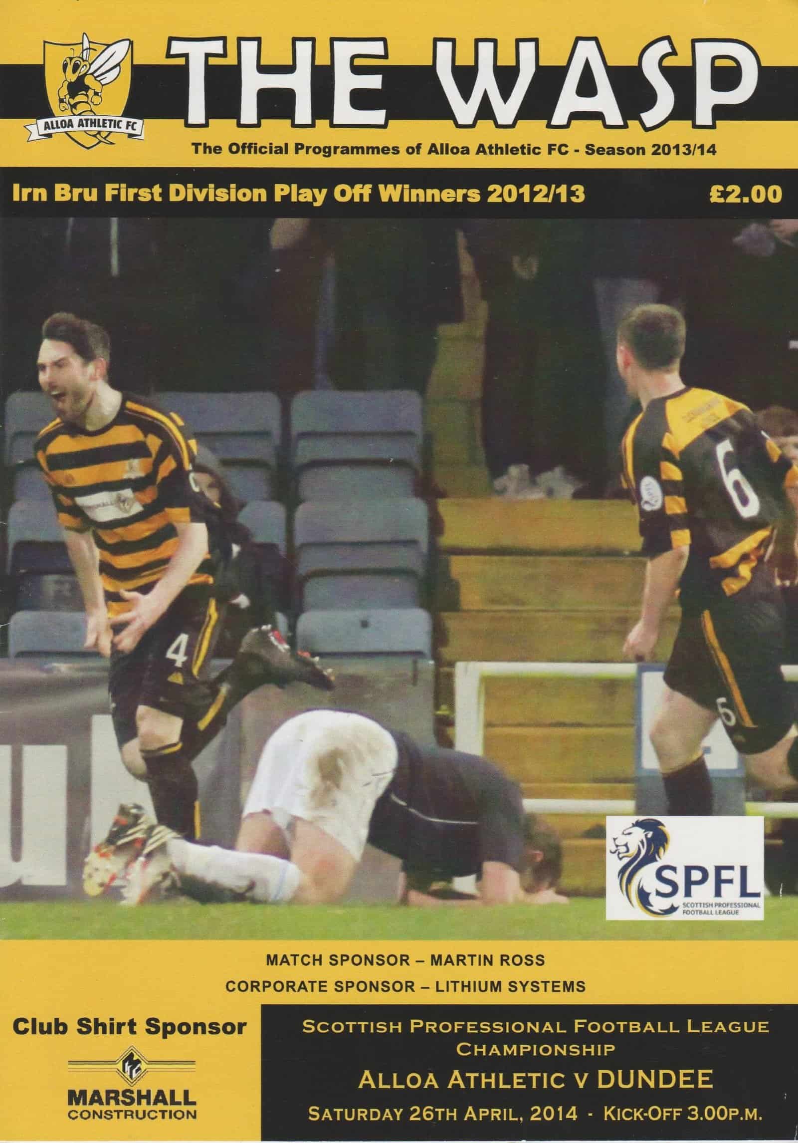 Alloa Athletic v Dundee  26-Apr-2014