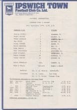 Ipswich Town Reserves v Fulham Reserves 29-Sep-1979