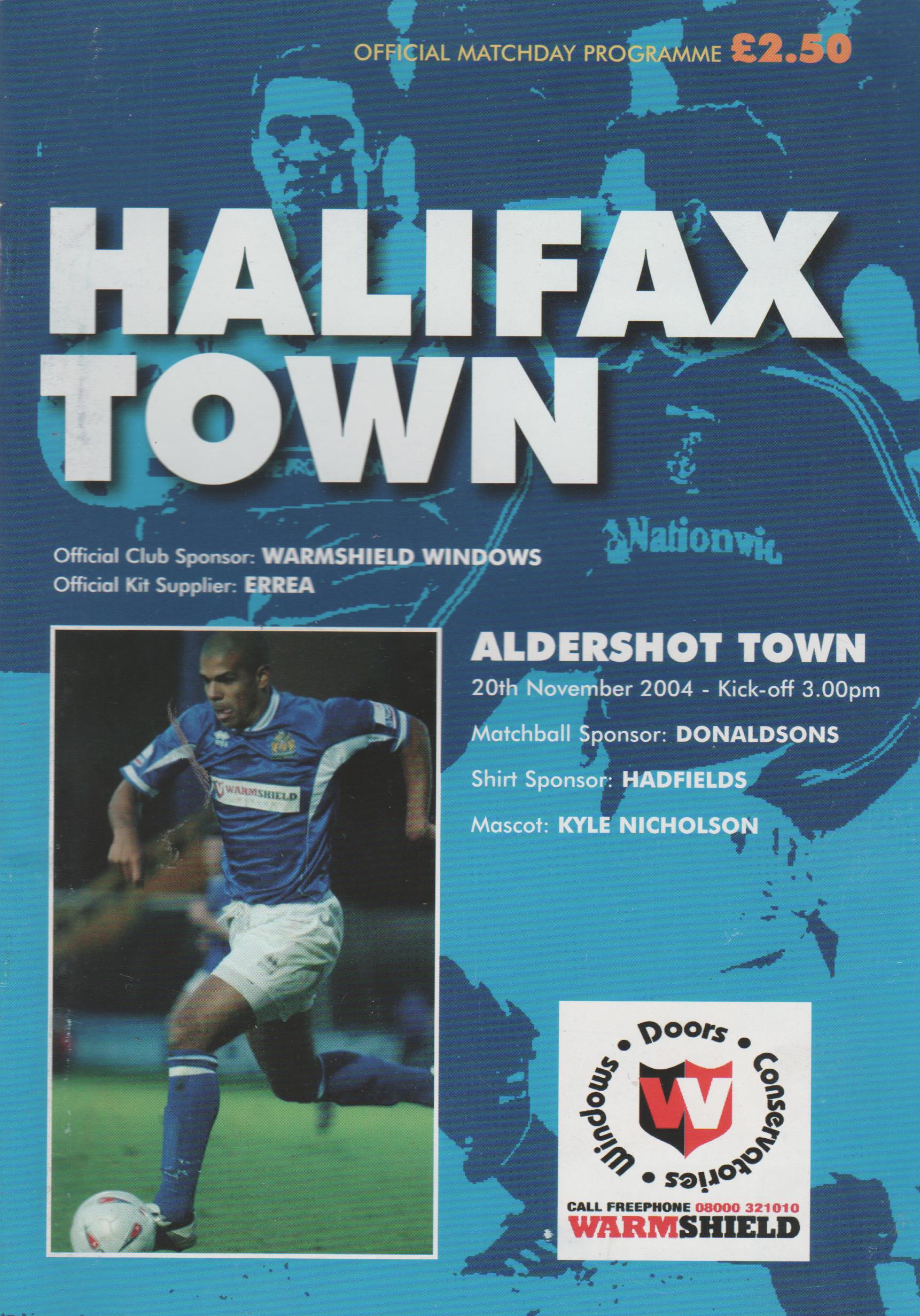 FC Halifax Town v Aldershot Town  20-Nov-2004
