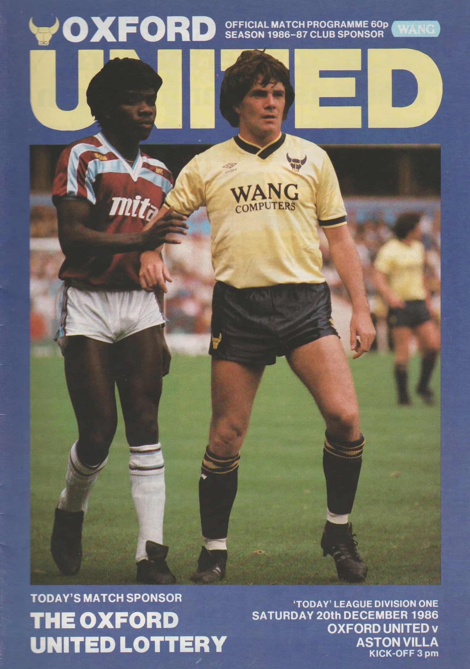 Oxford United v Aston Villa  20-Dec-1986