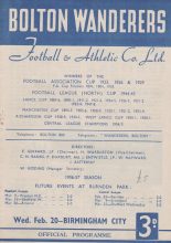 Bolton Wanderers v Birmingham City 20-Feb-1957