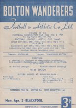 Bolton Wanderers v Blackpool  02-Apr-1956