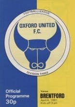 Oxford United v Brentford  04-Apr-1981
