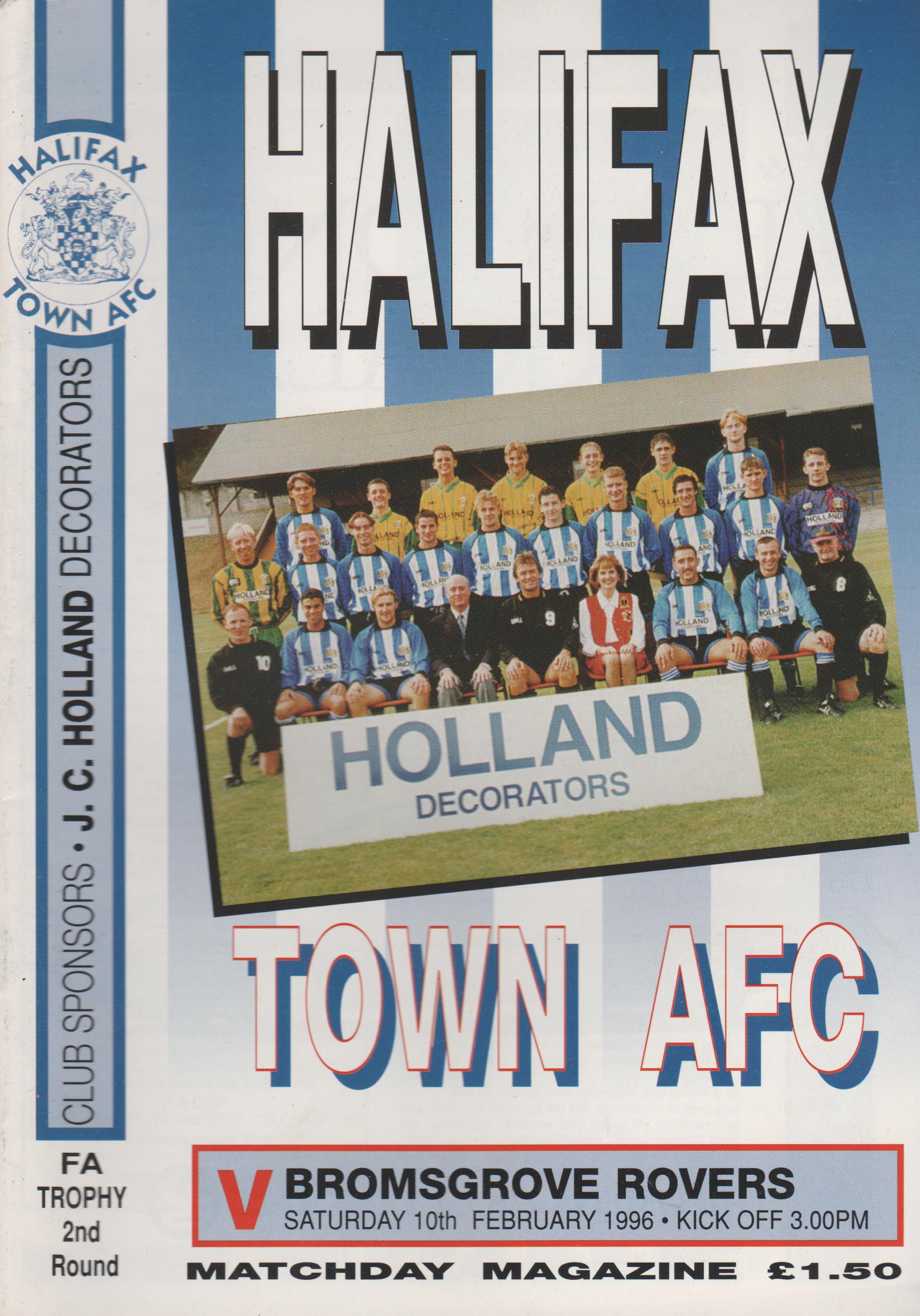 Halifax Town v Bromsgrove Rovers  10-Feb-1996