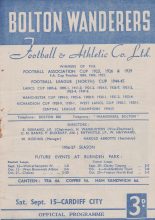 Bolton Wanderers v Cardiff City  15-Sep-1956
