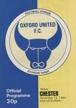 Oxford United v Chester 15-Nov-1980