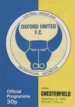 Oxford United v Chesterfield  03-Sep-1980