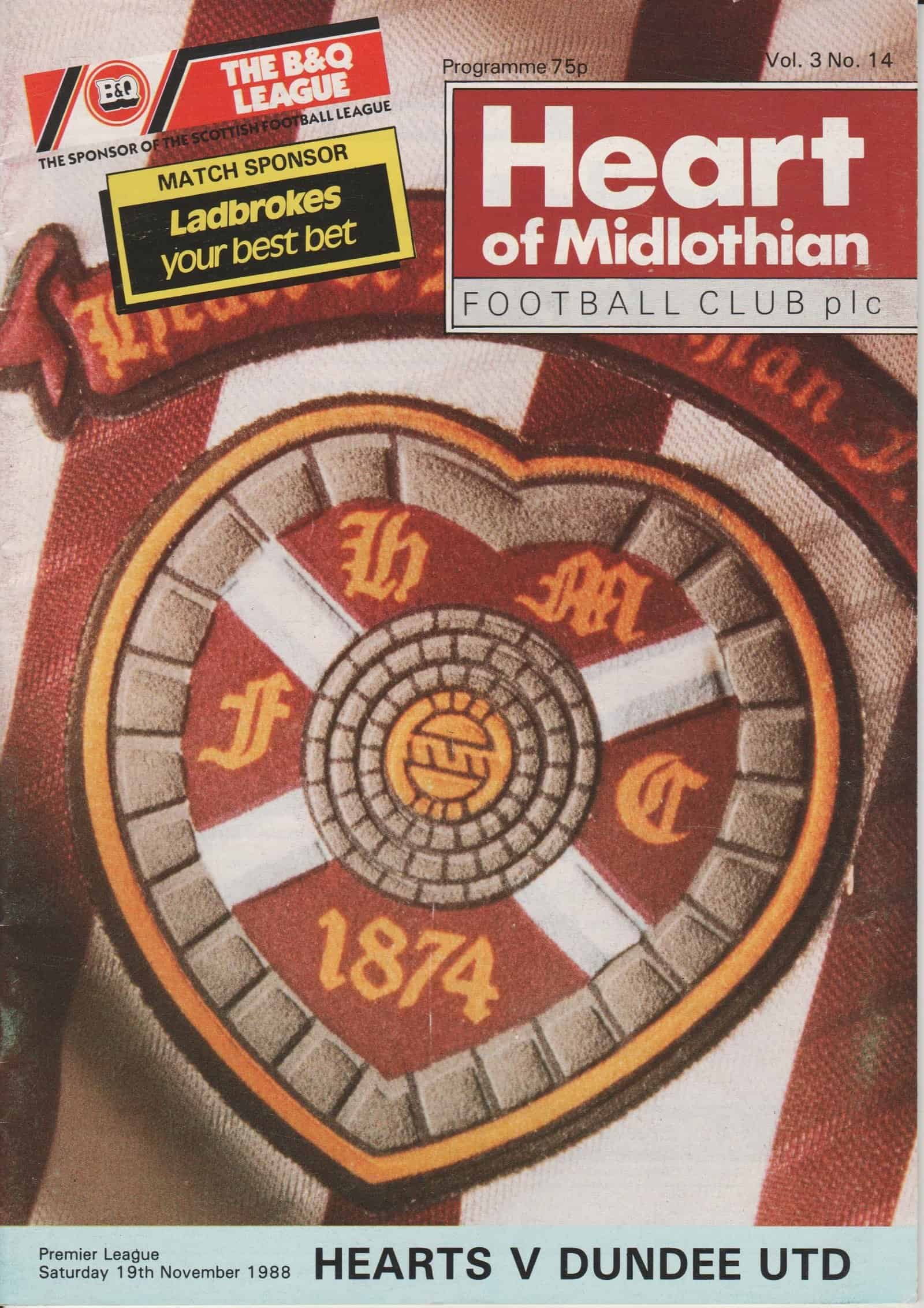 Heart of Midlothian v Dundee United  19-Nov-1988
