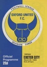 Oxford United v Exeter City  29-Mar-1980
