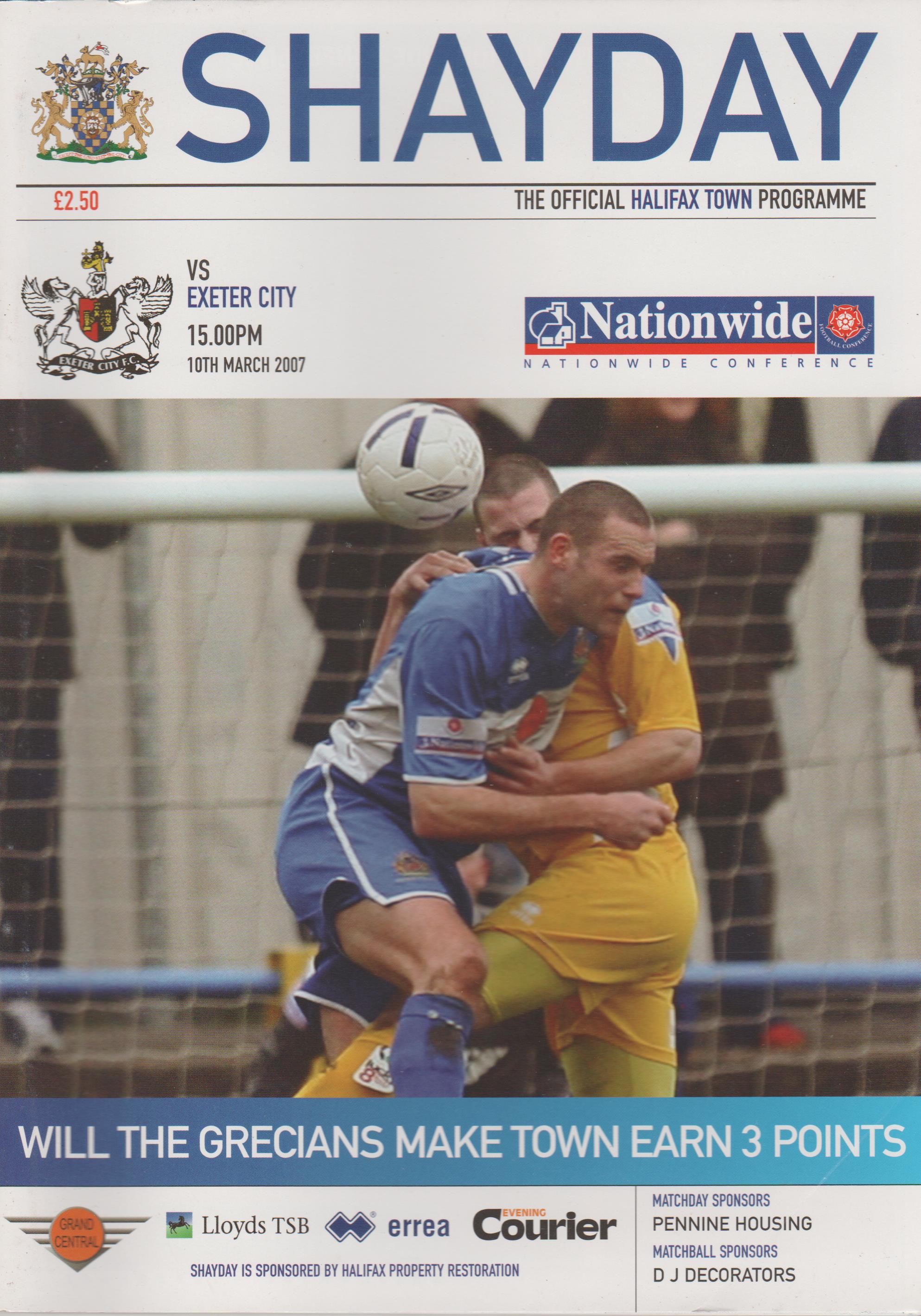 Halifax Town v Exeter City  10-Mar-2007