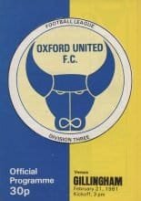 Oxford United v Gillingham   21-Feb-1981