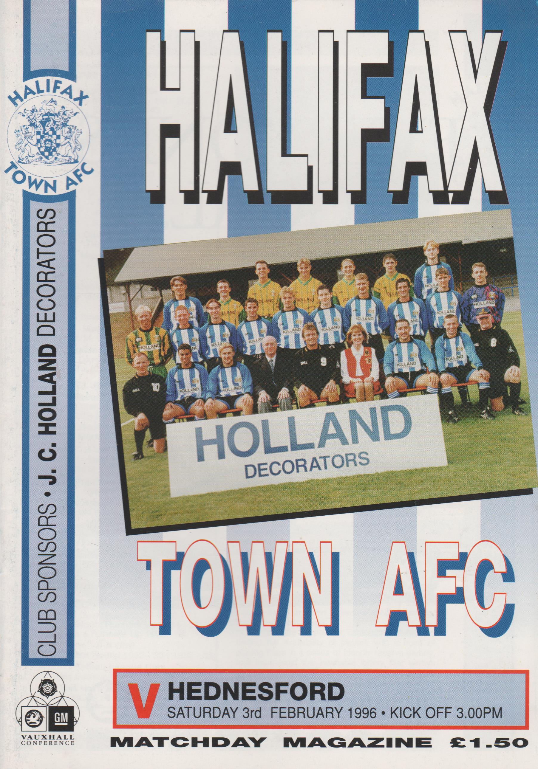 Halifax Town v Hednesford Town  03-Feb-1996