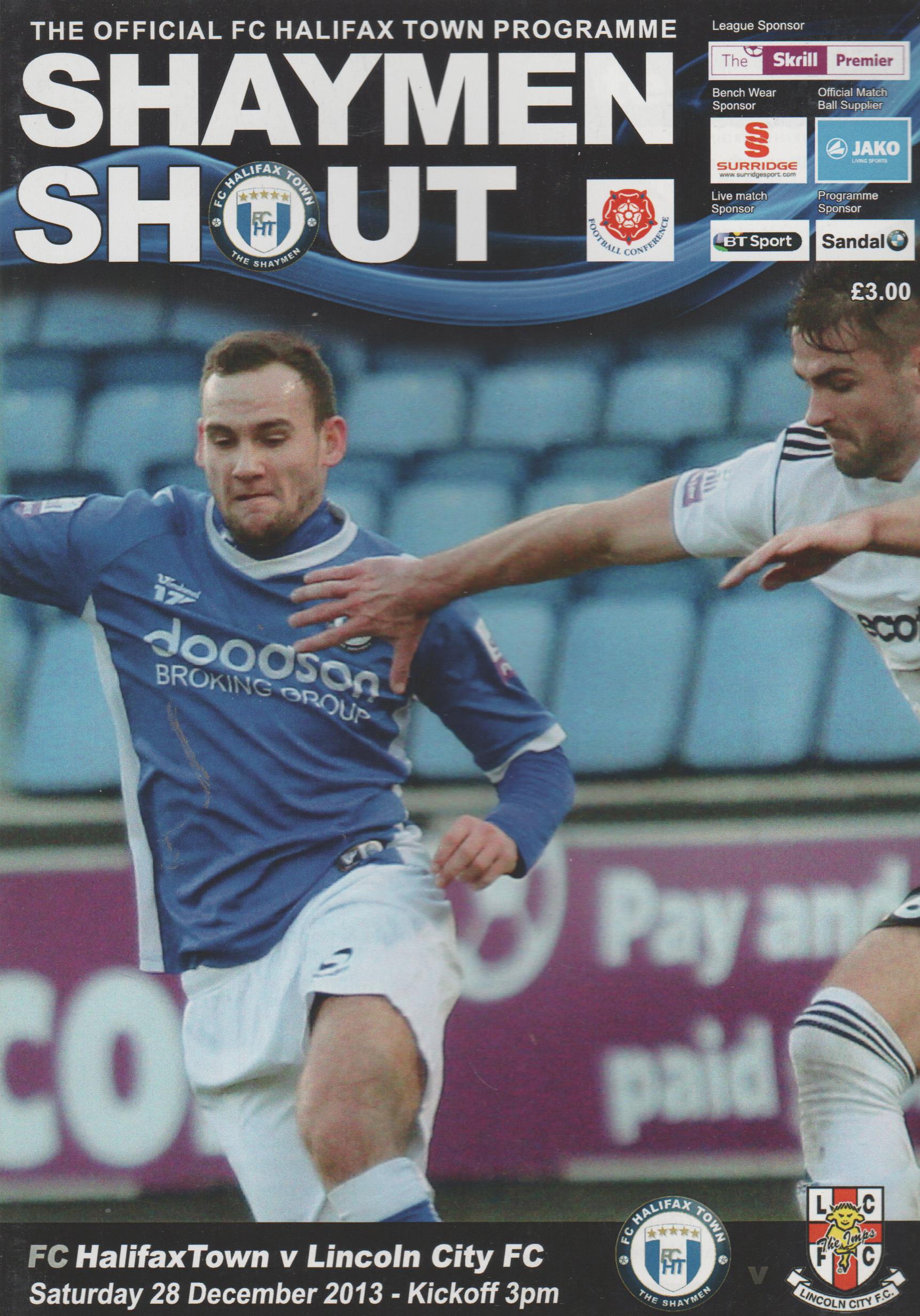 FC Halifax Town v Lincoln City   28-Dec-2013