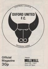 Oxford United v Millwall 26-Apr-1981