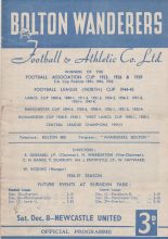 Bolton Wanderers v Newcastle United  08-Dec-1956