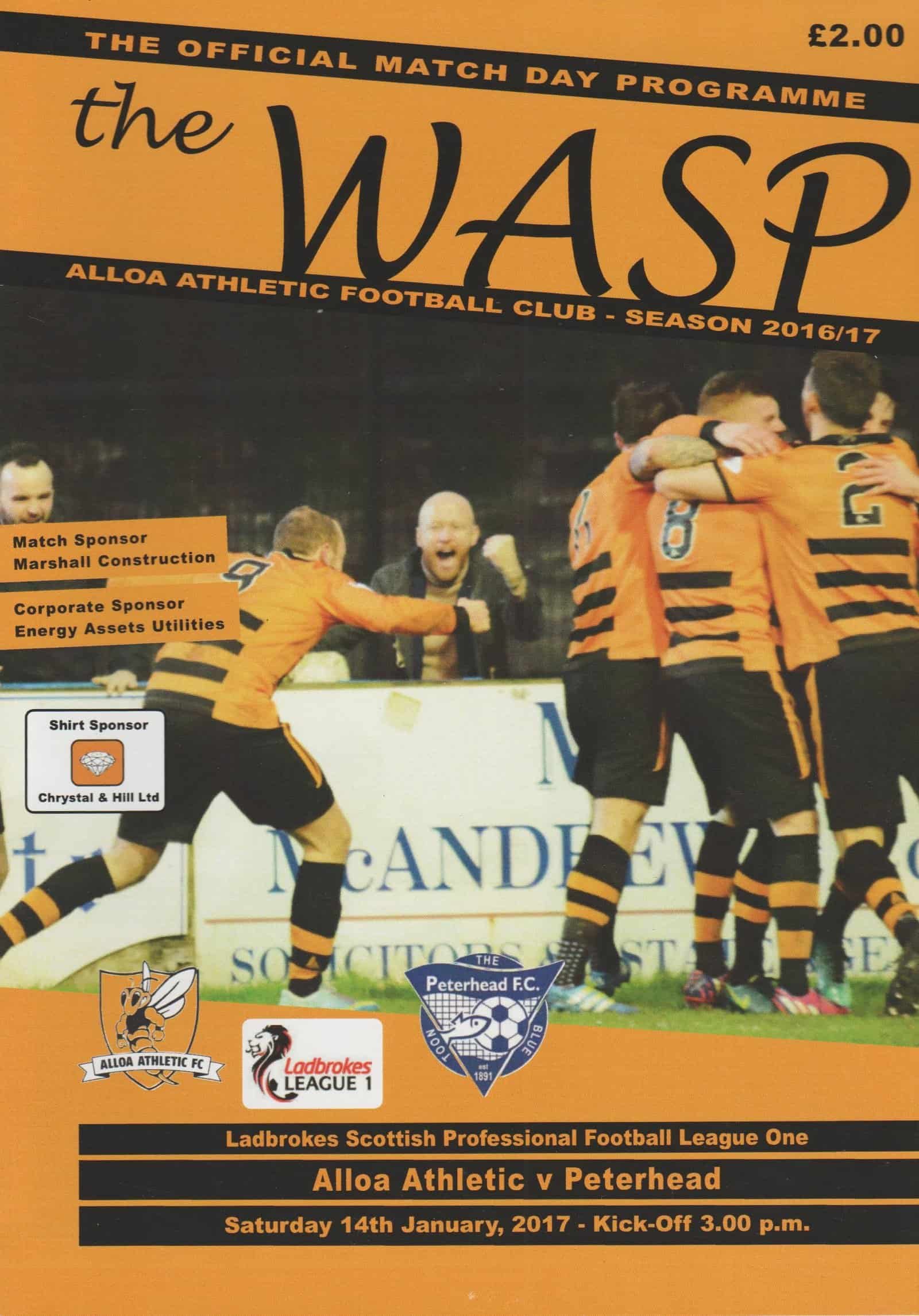 Alloa Athletic v Peterhead   14-Jan-2017
