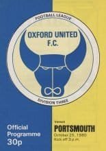 Oxford United v Portsmouth 25-Oct-1980