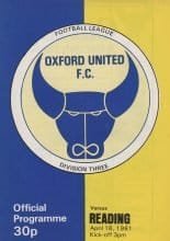 Oxford United v Reading 18-Apr-1981