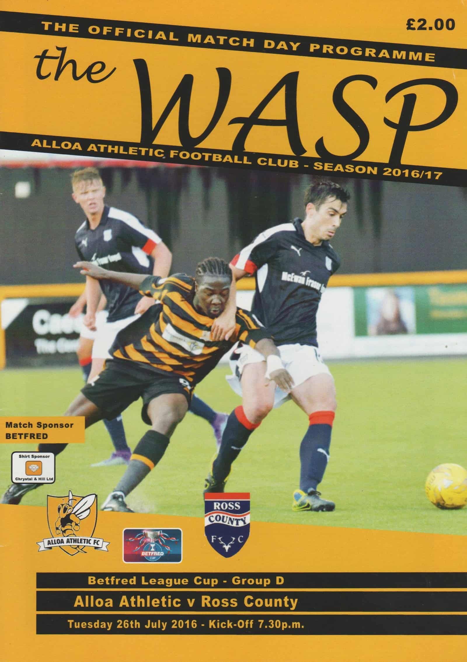 Alloa Athletic v Ross County  26-Jul-2016