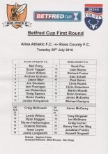 Alloa Athletic v Ross County  26-Jul-2016