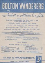 Bolton Wanderers v Wolverhampton Wanderers   22-Sep-1956