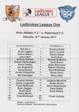 Alloa Athletic v Peterhead   14-Jan-2017
