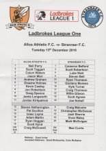 Alloa Athletic v Stranraer  13-Dec-2016