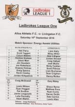 Alloa Athletic v Livingston 10-Sep-2016