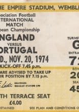 England v Portugal  20-Nov-1974