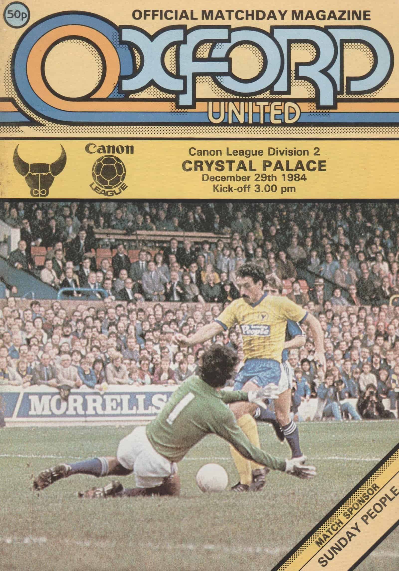 Oxford United v Crystal Palace  29-Dec-1984